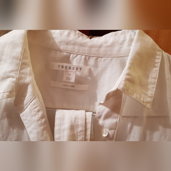 Trenery 100% linen white shirt dress 12 - Picture 5 of 9